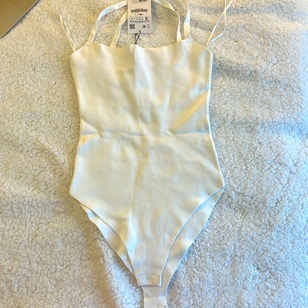 NWT Zara White Knit Classy Bodysuit
